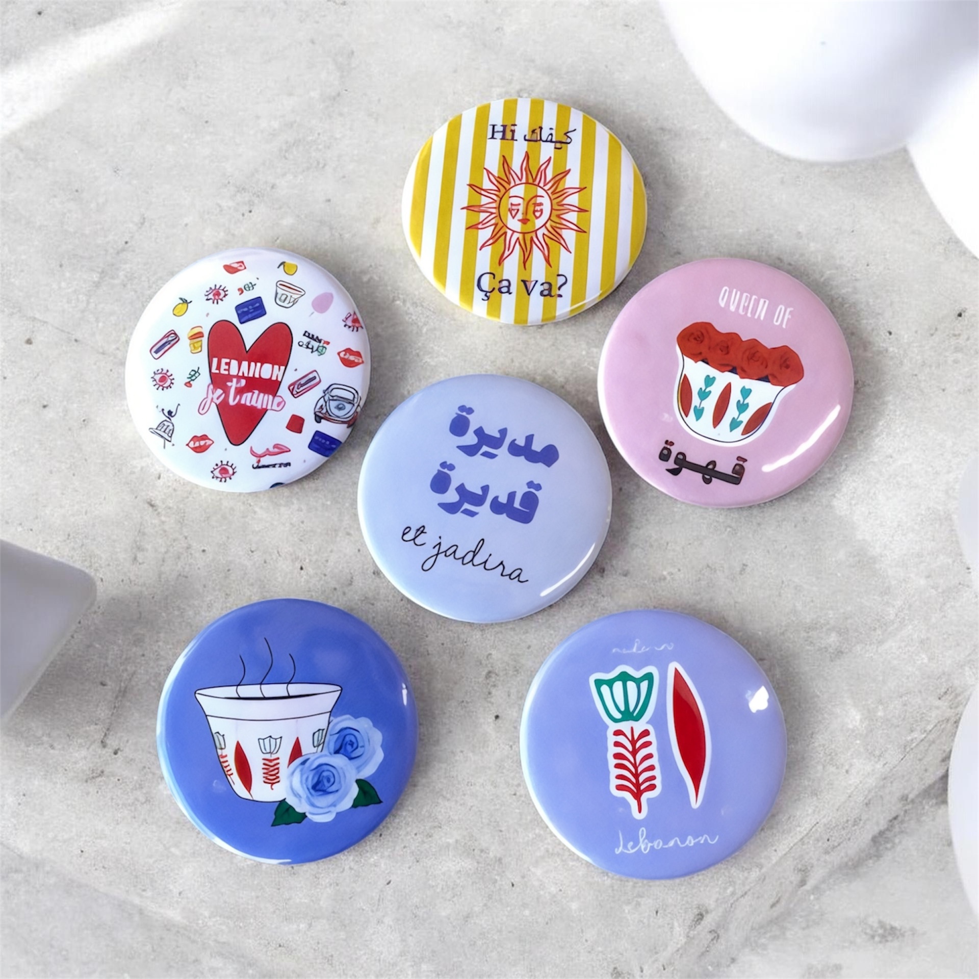 Set of metal pins