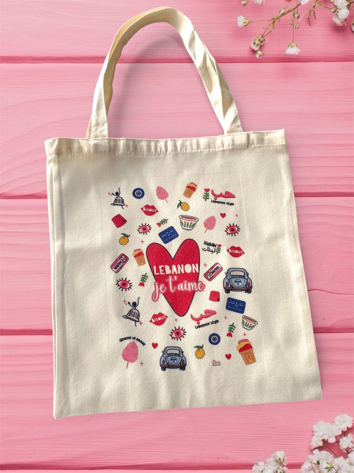 Je t'aime Lebanon tote bag