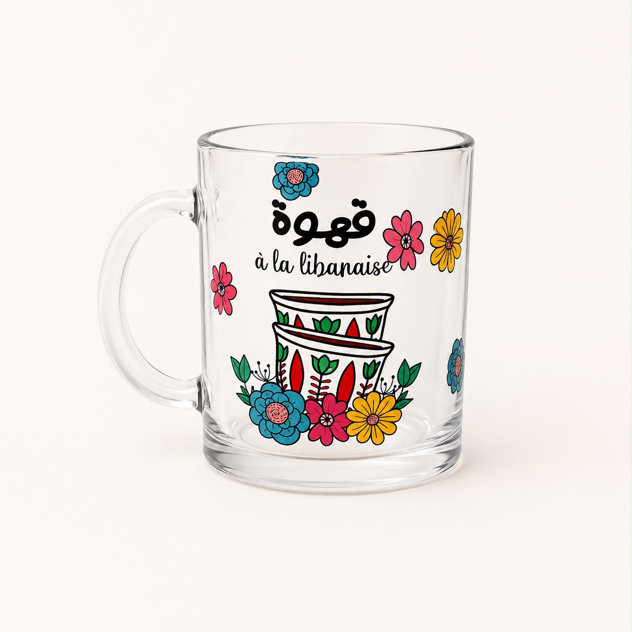 "Ahwe w fadfada" Transparent mug